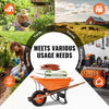 Single wheel garden wheelbarrow cart with large tray and wooden handles