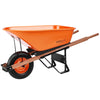 Single wheel garden wheelbarrow cart with large tray and wooden handles
