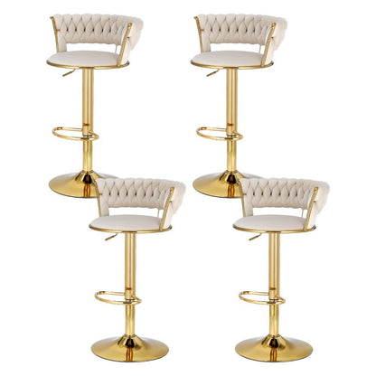 Vivara Velvet Swivel Bar Stools – Set of 4 (Ivory) - OZ Home Deals