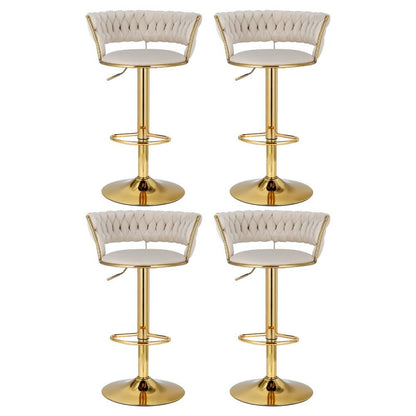 Vivara Velvet Swivel Bar Stools – Set of 4 (Ivory) - OZ Home Deals