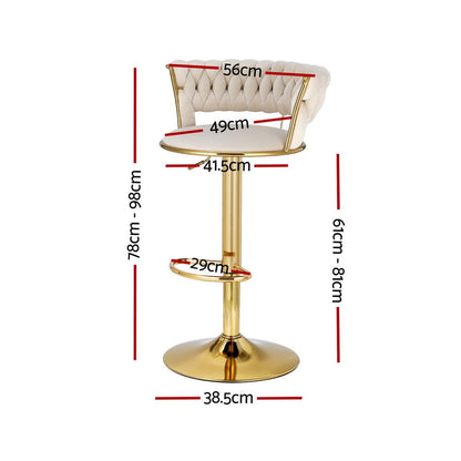 Vivara Velvet Swivel Bar Stools – Set of 4 (Ivory) - OZ Home Deals