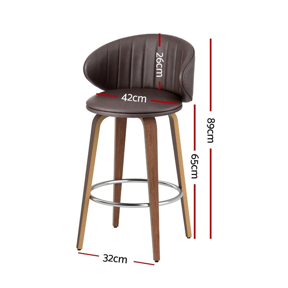 Waldena PU Leather Bar Stools – Set of 4 (Brown) - OZ Home Deals