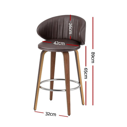 Waldena PU Leather Bar Stools – Set of 4 (Brown) - OZ Home Deals