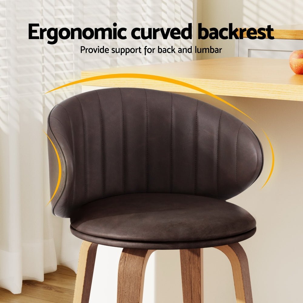Waldena PU Leather Bar Stools – Set of 4 (Brown) - OZ Home Deals