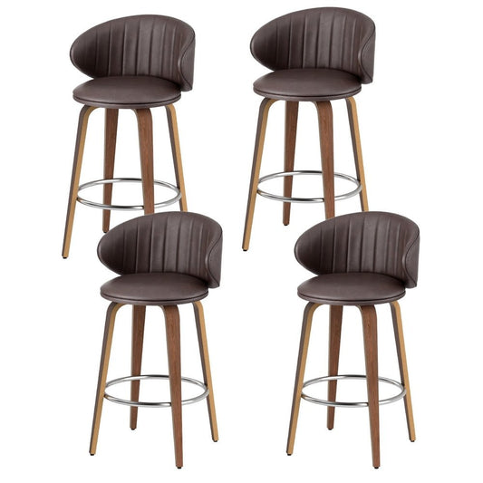 Waldena PU Leather Bar Stools – Set of 4 (Brown) - OZ Home Deals