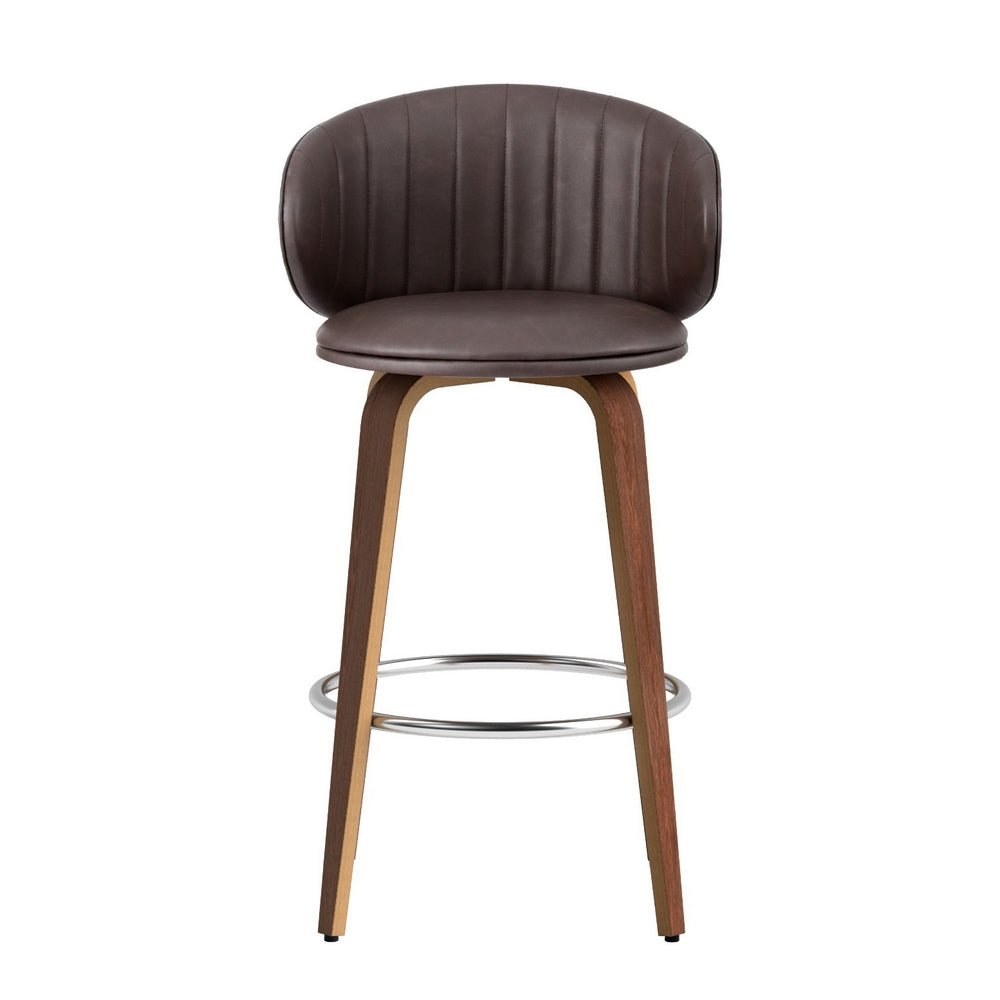 Waldena PU Leather Bar Stools – Set of 4 (Brown) - OZ Home Deals