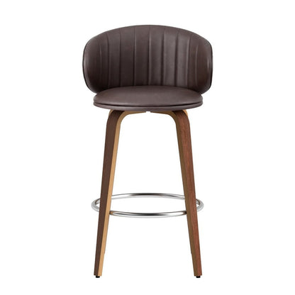 Waldena PU Leather Bar Stools – Set of 4 (Brown) - OZ Home Deals