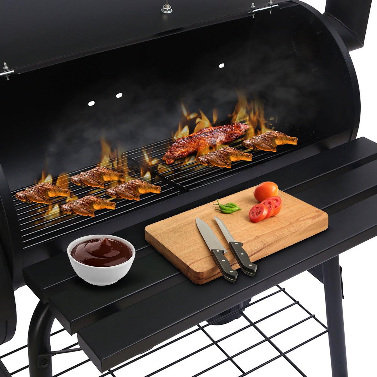 Wallaroo 2 - in - 1 Outdoor Barbecue Grill & Offset Smoker - OZ Home Deals