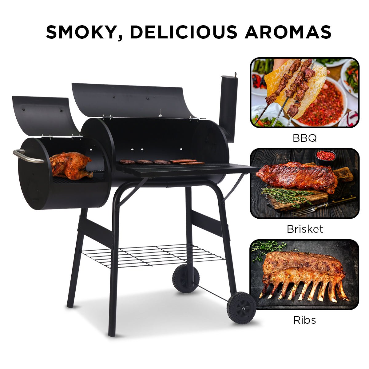 Wallaroo 2 - in - 1 Outdoor Barbecue Grill & Offset Smoker - OZ Home Deals
