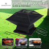 Portable outdoor fire pit with BBQ grill, mesh cover and ash tray