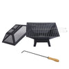 Portable outdoor fire pit with BBQ grill, mesh cover and ash tray