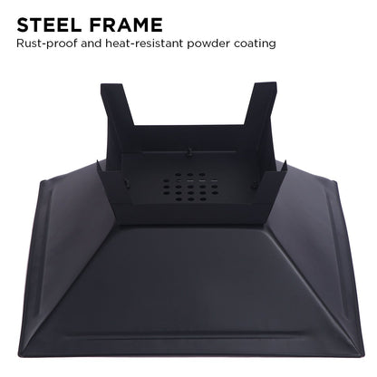 Portable outdoor fire pit with BBQ grill, mesh cover and ash tray