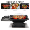Portable outdoor fire pit with BBQ grill, mesh cover and ash tray
