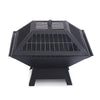 Portable outdoor fire pit with BBQ grill, mesh cover and ash tray