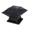 Portable outdoor fire pit with BBQ grill, mesh cover and ash tray