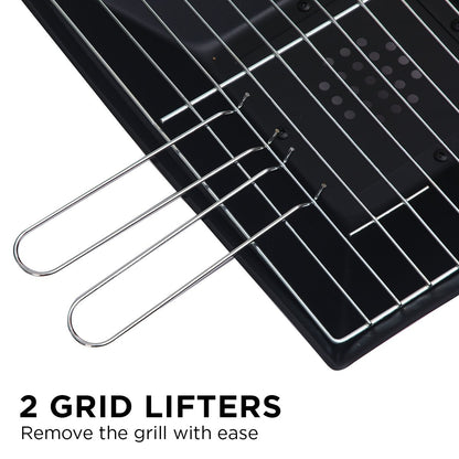 Portable outdoor fire pit with BBQ grill, mesh cover and ash tray
