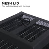 Portable outdoor fire pit with BBQ grill, mesh cover and ash tray