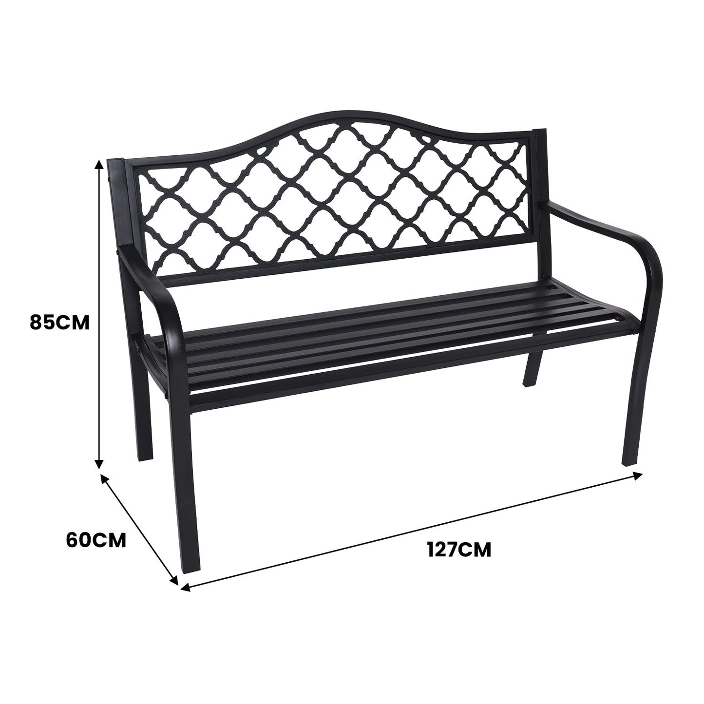 Wallaroo Steel Outdoor Garden Bench - Elegant - OZ Home Deals