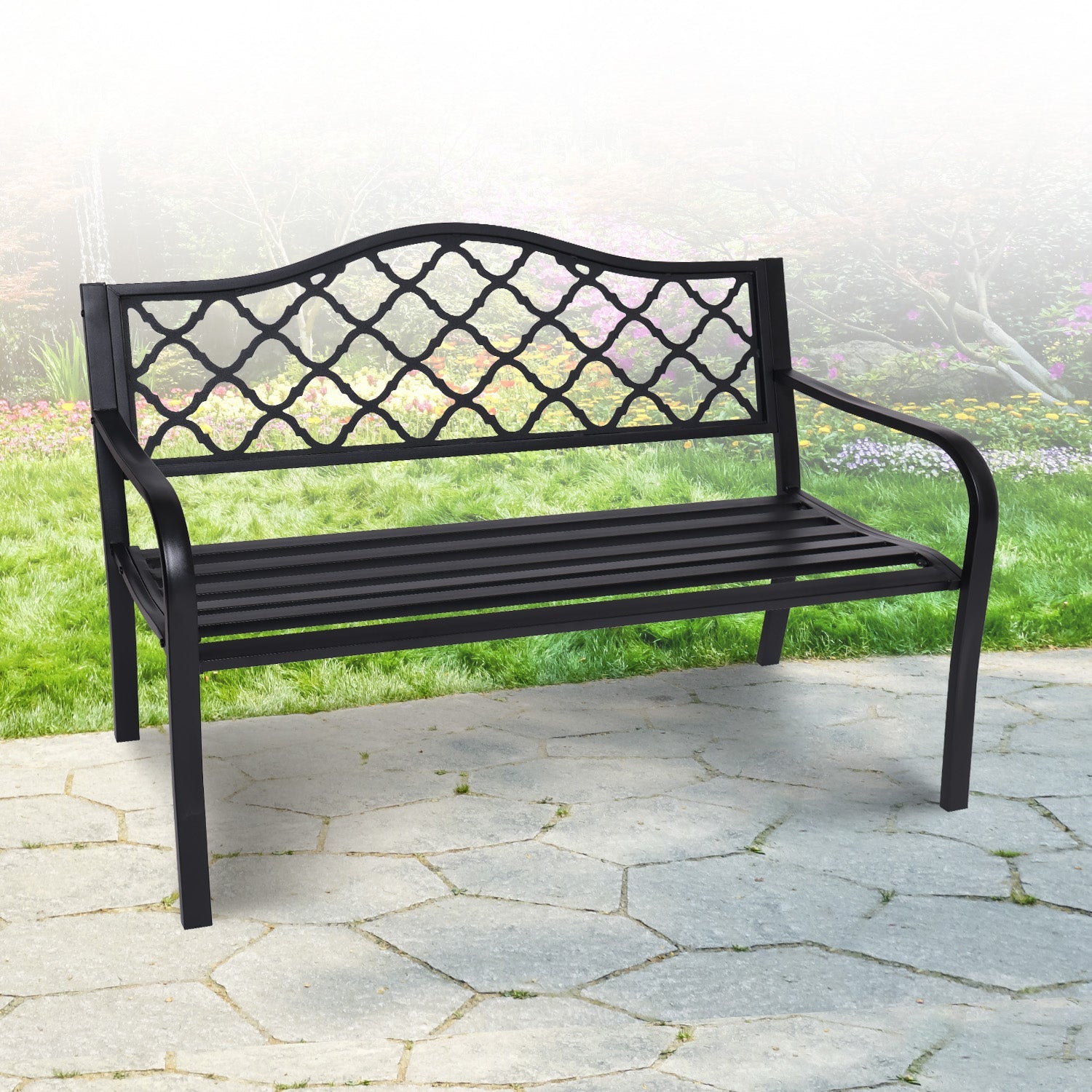 Wallaroo Steel Outdoor Garden Bench - Elegant - OZ Home Deals