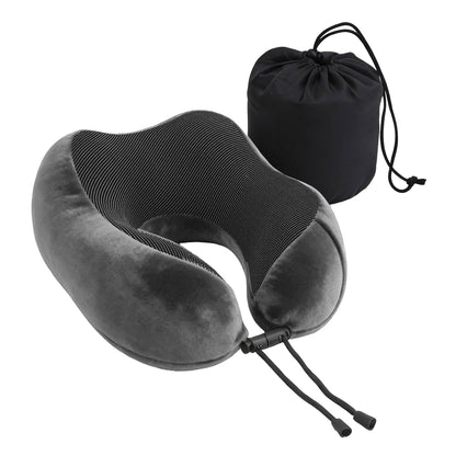 Wanderlite Travel Pillow for Airplanes Memory Foam Neck Pillows for Traveling, Soft & Washable Cover with Storage Bag, Portable Plane Accessories for Airplanes Offices Cars, Grey - OZ Home Deals