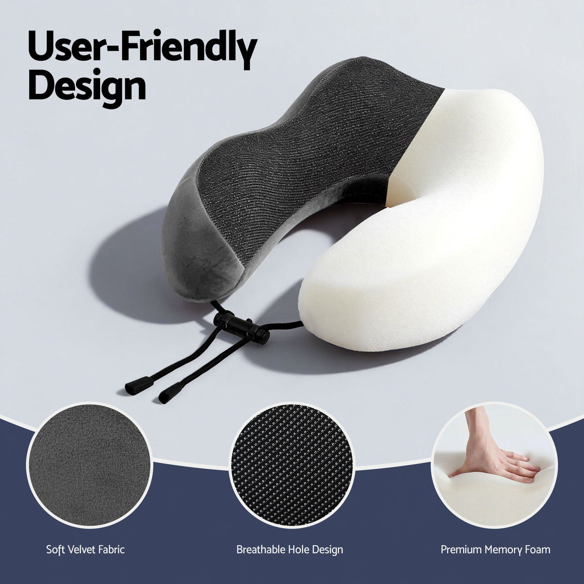 Wanderlite Travel Pillow for Airplanes Memory Foam Neck Pillows for Traveling, Soft & Washable Cover with Storage Bag, Portable Plane Accessories for Airplanes Offices Cars, Grey - OZ Home Deals