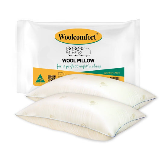 Woolcomfort Aus Made Natural Health Wool Pillow Twin Pack - OZ Home Deals